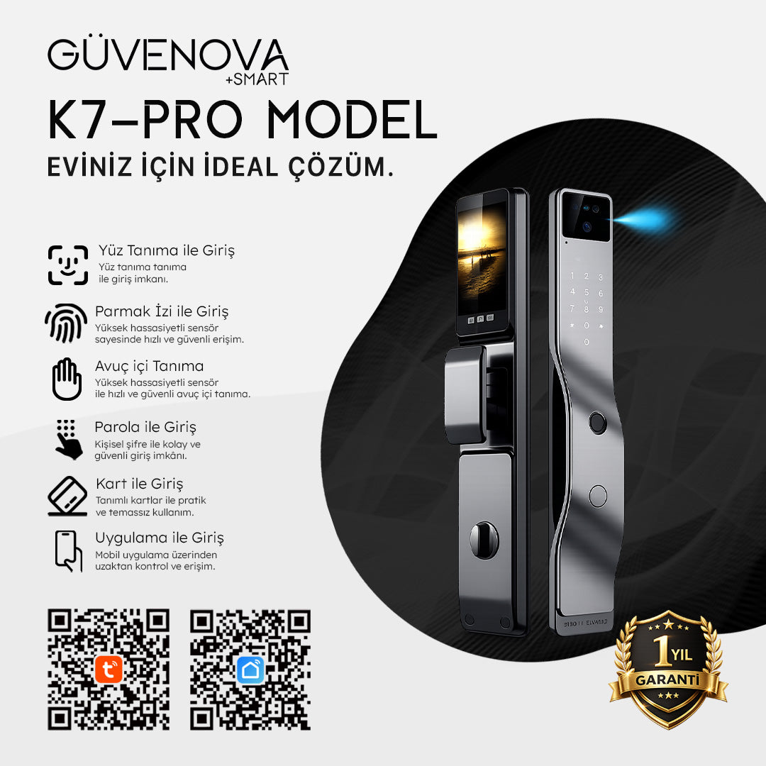 K7-PRO Tuya Destekli Akıllı Kapı Kilidi